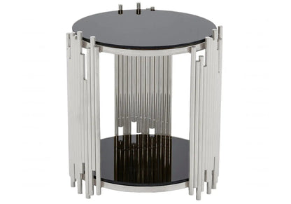 Grand bout de canapé design noir verre trempé | Zalys