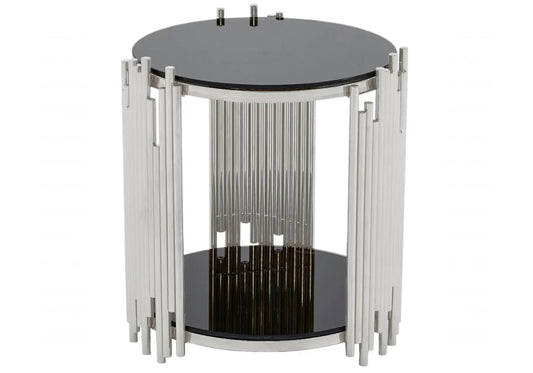 Grand bout de canapé design noir verre trempé | Zalys