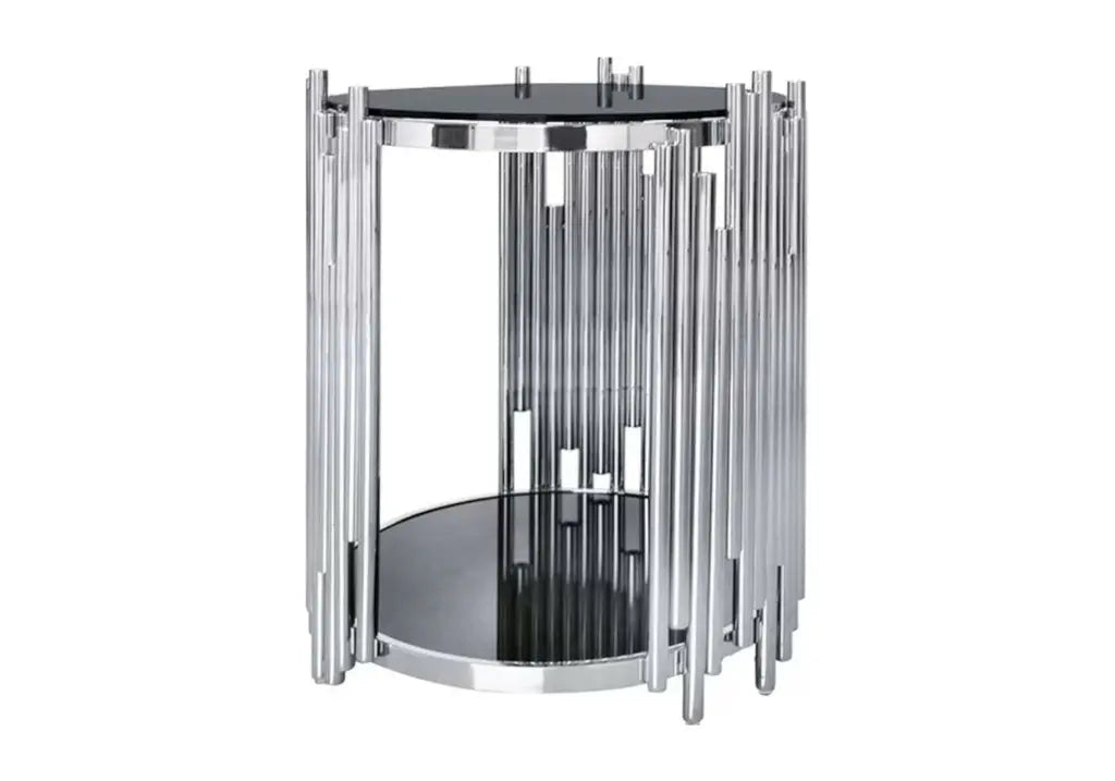 Grand bout de canapé design noir verre trempé | Zalys
