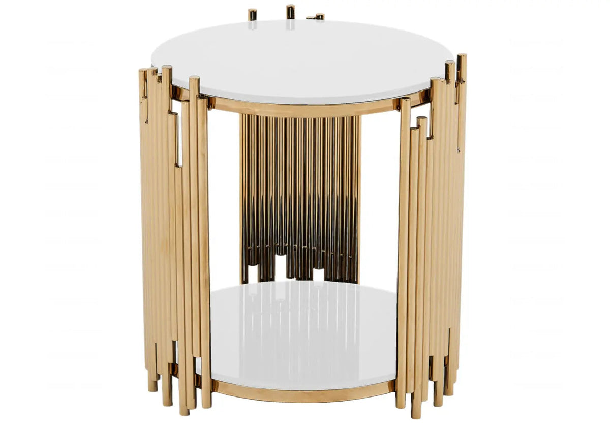 Bout de canapé et table d'appoint blanc et doré | Zalys