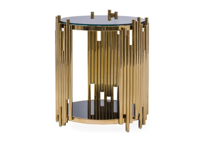 Bout de canapé design verre noir et métal doré | Zalys