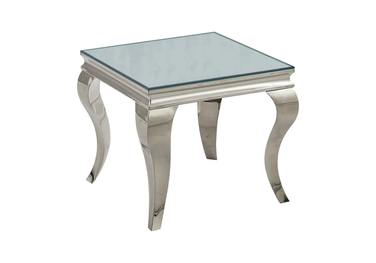 Bout de canapé carré design en miroir argent | Halo