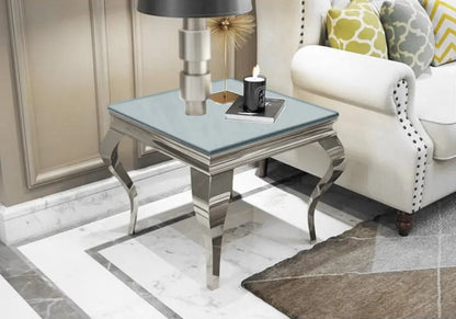 Bout de canapé carré design en miroir argent | Halo