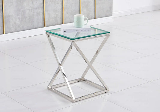 Bout de canapé design acier et verre trempé | Vexta