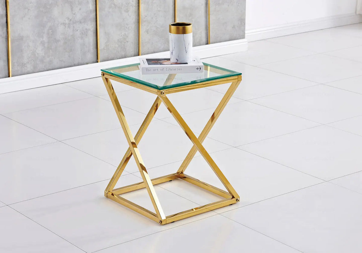 Bout de canapé design doré pour salon moderne | Vexta