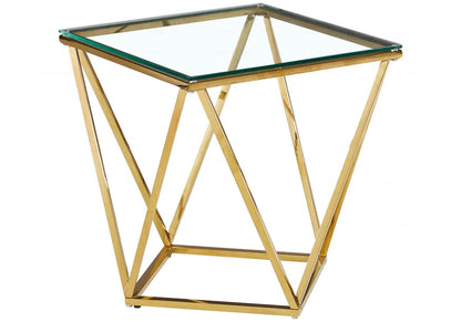 Table d'appoint et bout de canapé doré verre | Zenvia