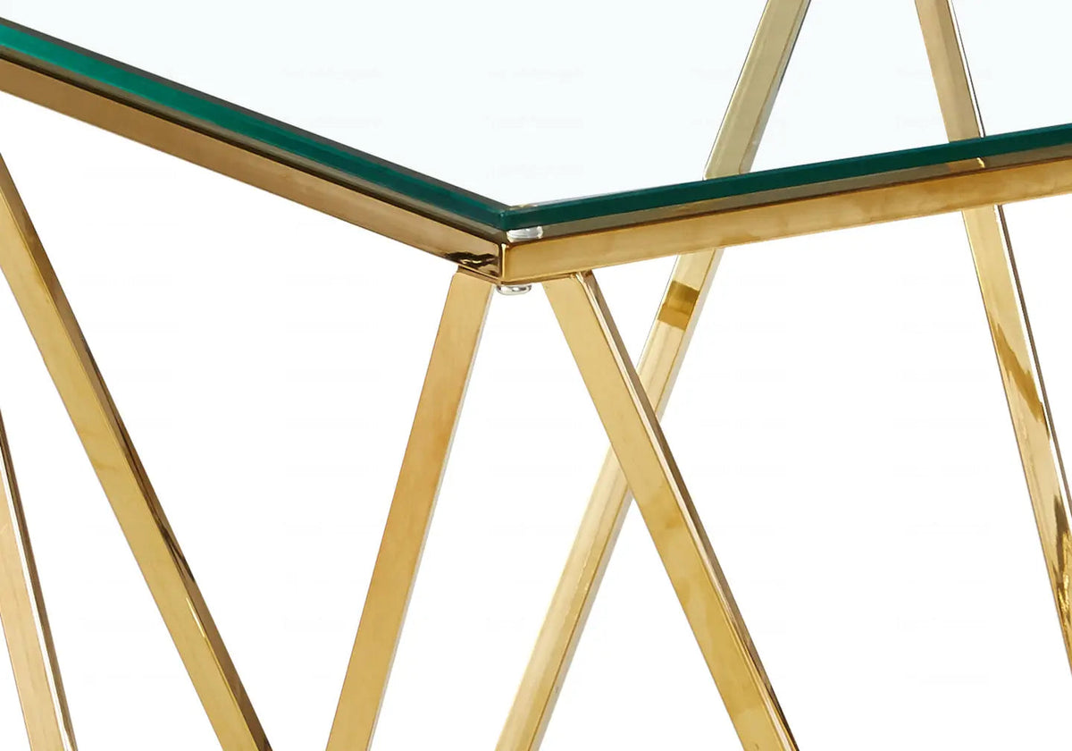 Table d'appoint et bout de canapé doré verre | Zenvia