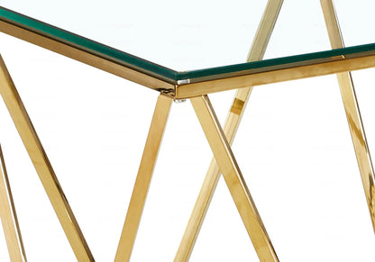 Table d'appoint et bout de canapé doré verre | Zenvia