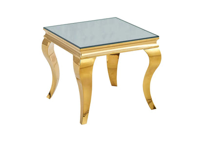 Bout de canapé design verre miroir et acier doré | Halo