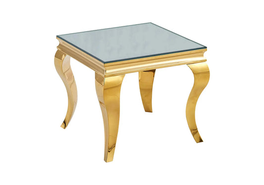 Bout de canapé design verre miroir et acier doré | Halo