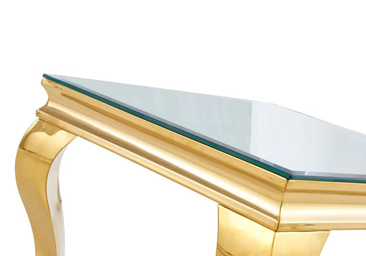 Bout de canapé design verre miroir et acier doré | Halo