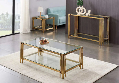 Bout de canapé verre trempé et métal doré | Zalys