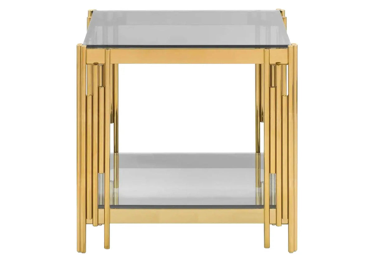 Bout de canapé verre trempé et métal doré | Zalys