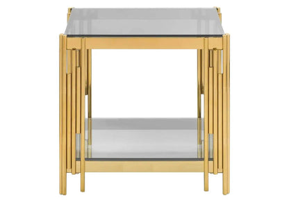 Bout de canapé verre trempé et métal doré | Zalys