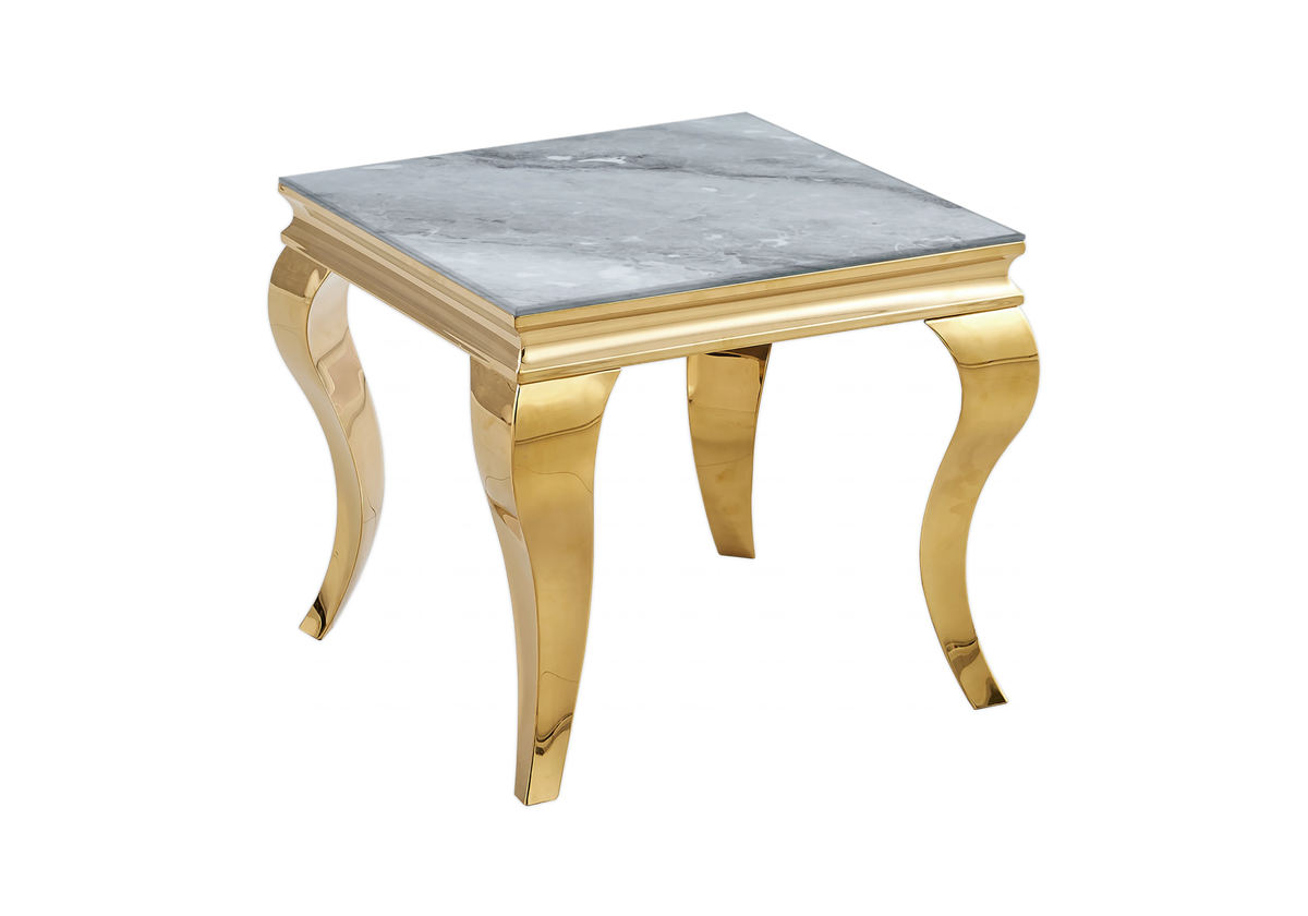 Bout de canapé design effet marbre gris et or | Halo