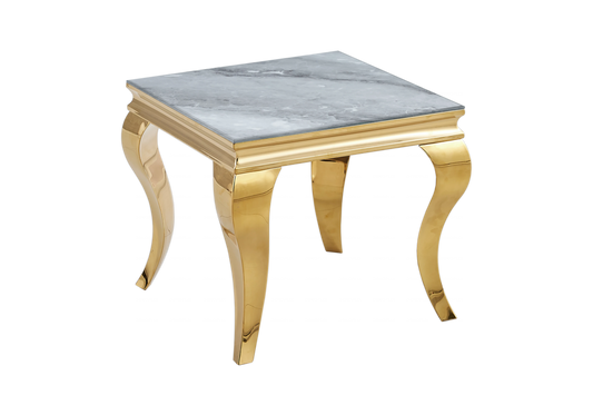 Bout de canapé design effet marbre gris et or | Halo
