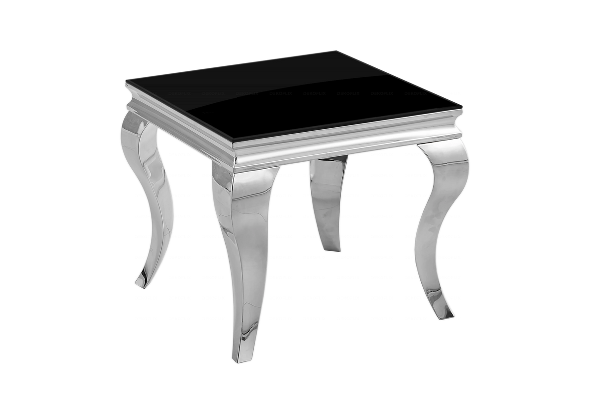 Bout de canapé design verre noir et argent | Halo