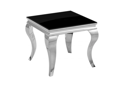 Bout de canapé design verre noir et argent | Halo