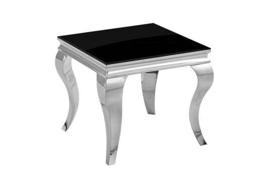 Bout de canapé design verre noir et argent | Halo