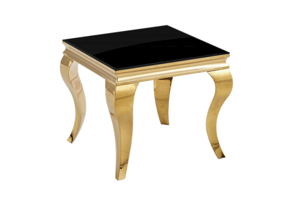 Bout de canapé design carré verre noir et or | Halo