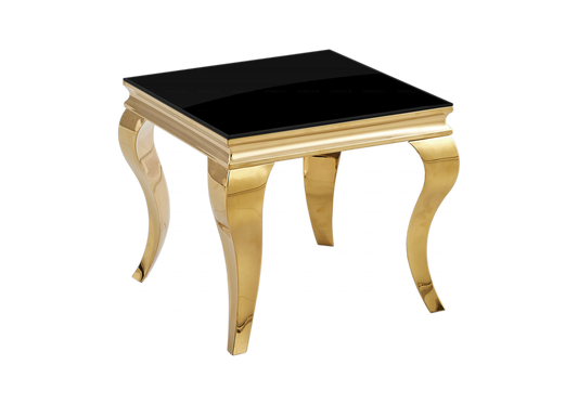 Bout de canapé design carré verre noir et or | Halo