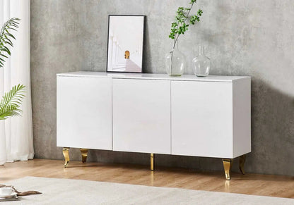 Buffet blanc laqué et doré moderne pour salon | Zurik