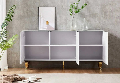 Buffet blanc laqué et doré moderne pour salon | Zurik