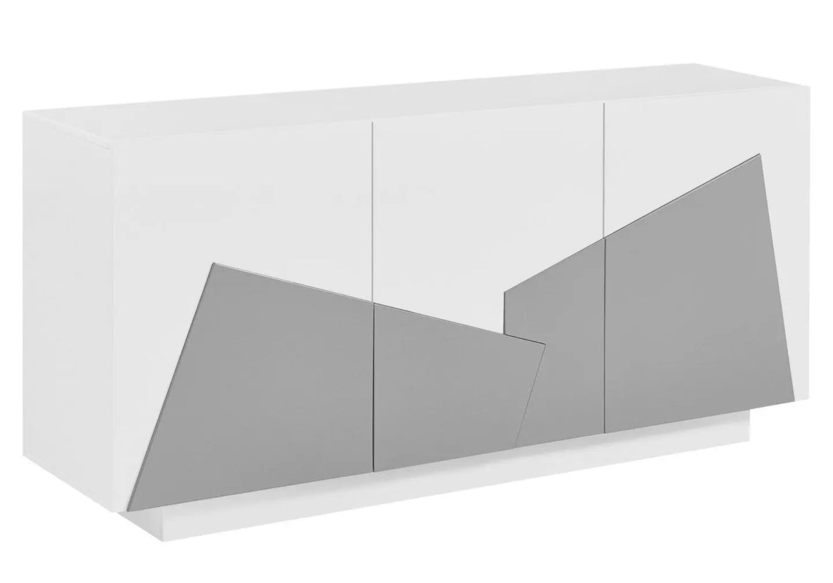 Buffet design laqué blanc et gris à éclairage led | Kroma