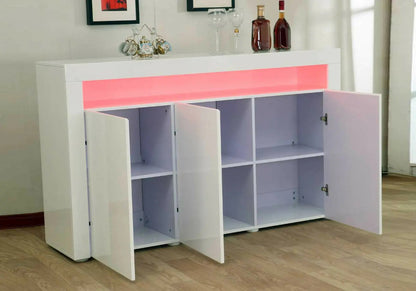 Buffet design laqué blanc avec éclairage led | Solan