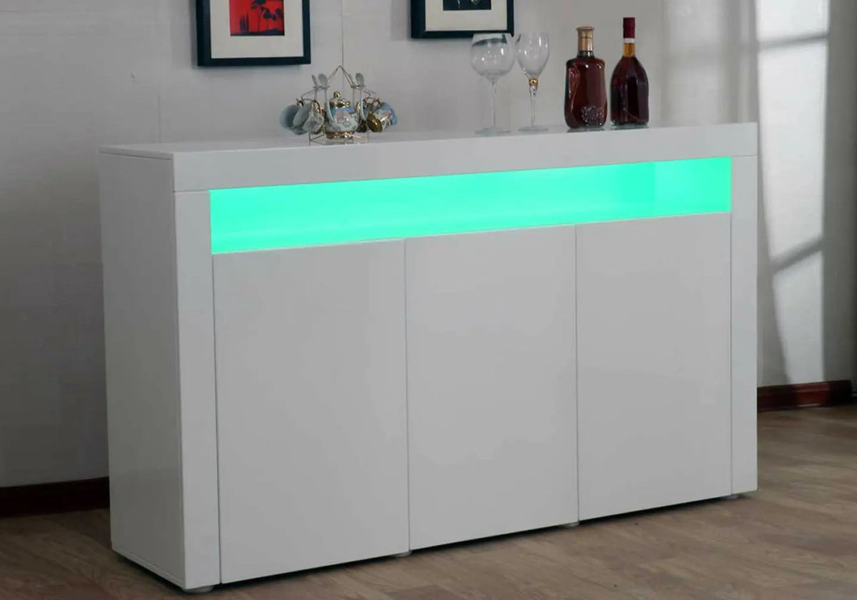 Buffet design laqué blanc avec éclairage led | Solan