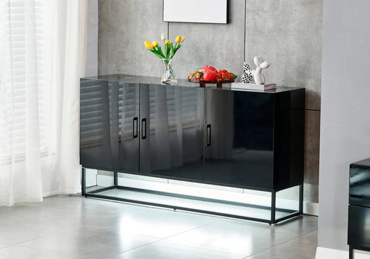 Buffet de rangement design laqué noir pour salon | Zumi