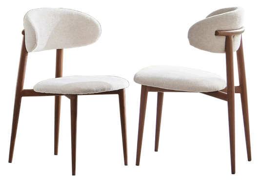 Lot de 4 chaises de salle à manger beige et noyer | Vexta