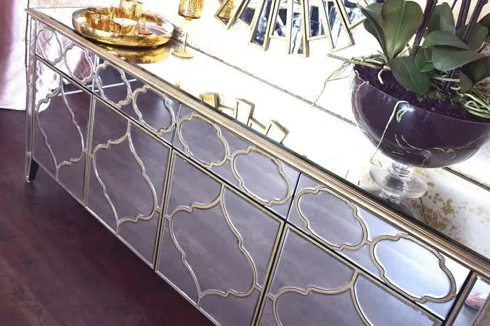 Buffet miroir doré vénitien pour salle à manger | Zevo