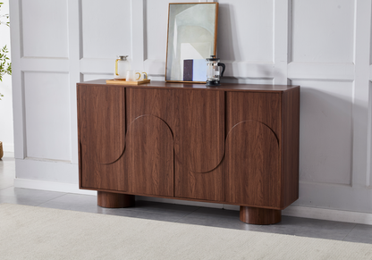 Buffet enfilade 4 portes en relief décor noyer | Kestra