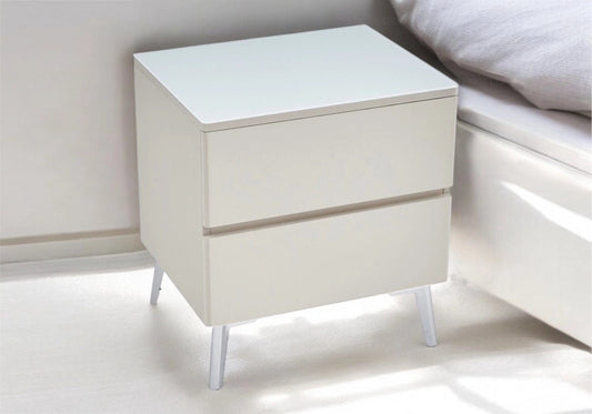 Table de chevet bois mat taupe et pied argent | Vexis
