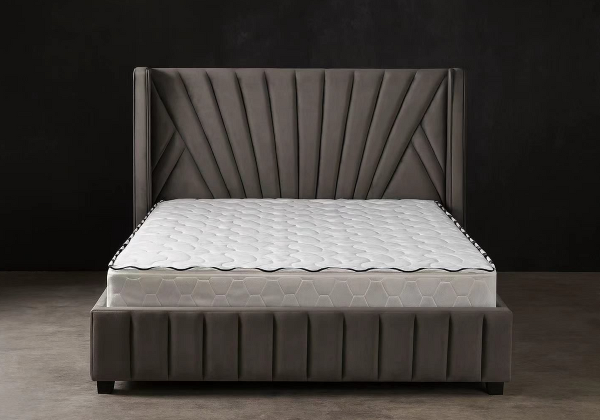 Ensemble lit en gris et matelas 7 zones | Kaelo