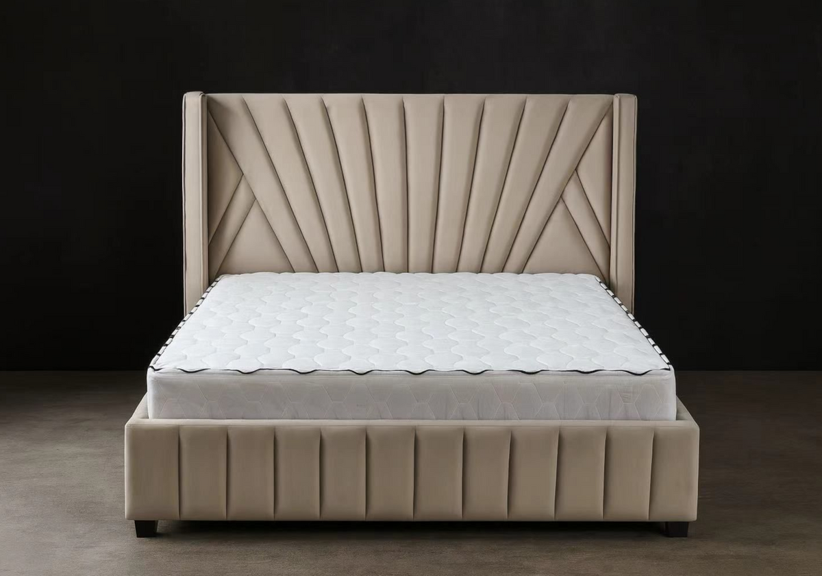 Ensemble lit taupe et matelas ressorts | Kaelo