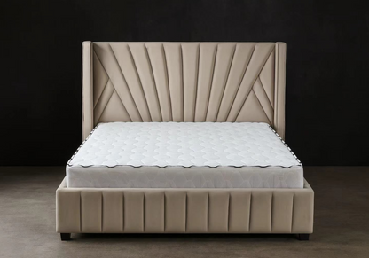 Ensemble lit taupe et matelas ressorts | Kaelo