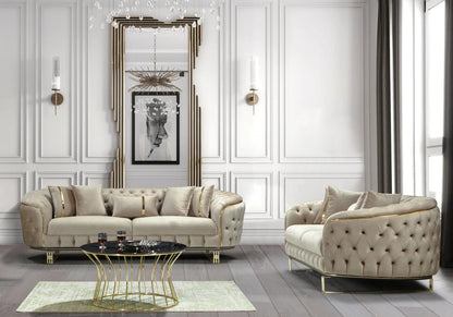 canape turc capitonne velours beige dore paris - Vue 9 - KOORIS