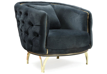 canape chesterfield velours anthracite dore paris - Vue 6 - KOORIS