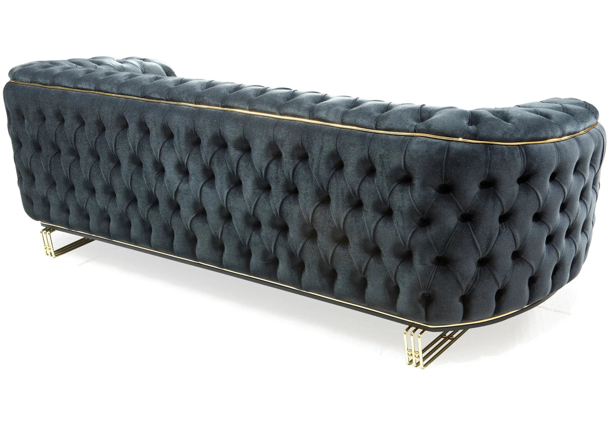 canape chesterfield velours anthracite dore paris - Vue 4 - KOORIS
