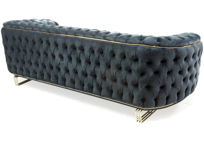 canape chesterfield velours anthracite dore paris - Vue 4 - KOORIS