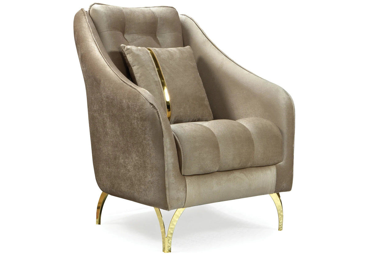 canape capitonne velours beige sinem - Vue 5 - KOORIS