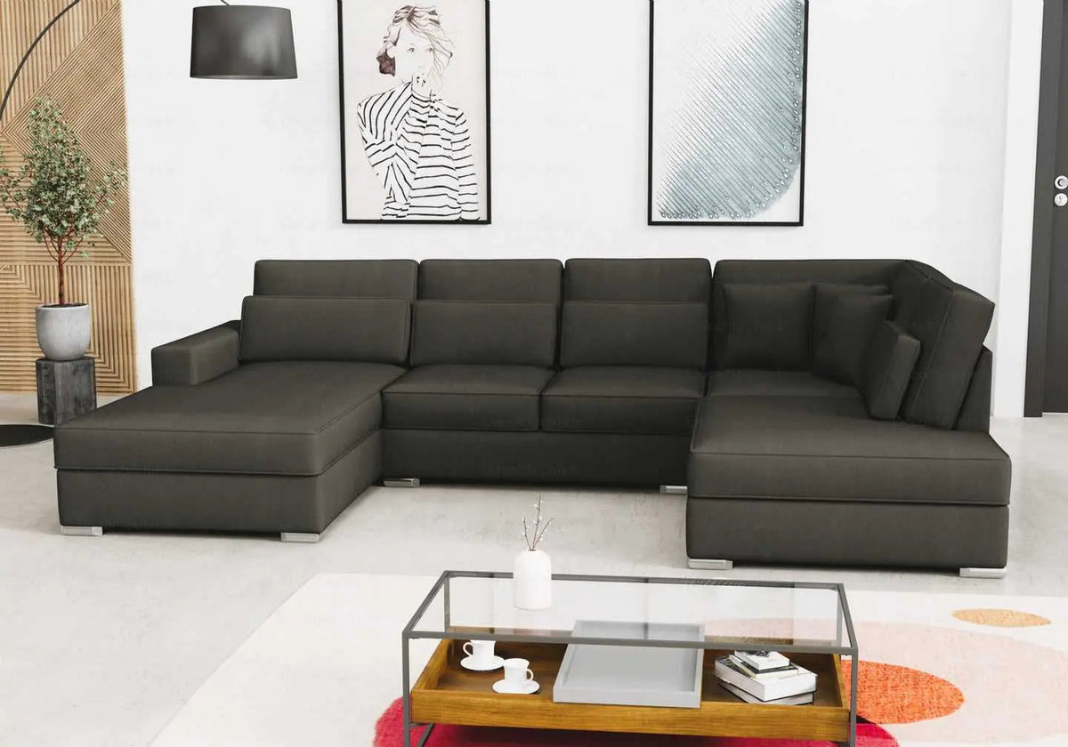 Canapé d'angle u modulable en anthracite | Kroma