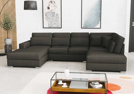 Canapé d'angle u modulable en anthracite | Kroma