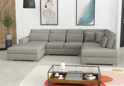 Canapé d'angle en u modulable en gris | Kroma