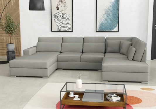 Canapé d'angle en u modulable en gris | Kroma