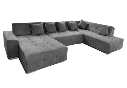 Grand canapé d'angle en u en gris moderne | Kova