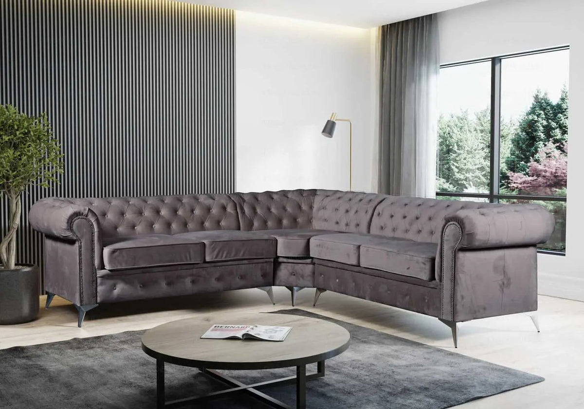 Canapé d'angle chesterfield anthracite | Nexo