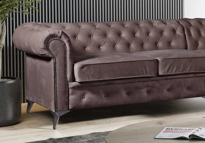 Canapé d'angle chesterfield capitonné moka | Nexo